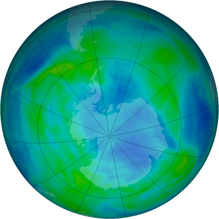 Antarctic ozone map for 21 April 2000